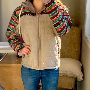 Warm jacket, Indigenous crafts, multicolour, fluffy inside,  from the Andes SA